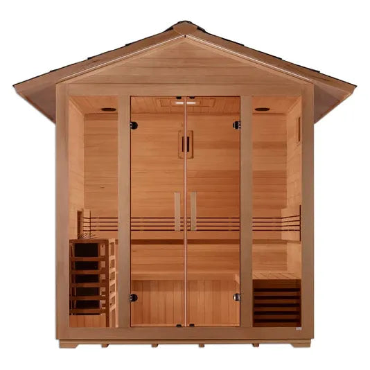 Golden Designs "Vorarlberg" 5-Person Outdoor Traditional Steam Sauna w/ Canadian Hemlock
