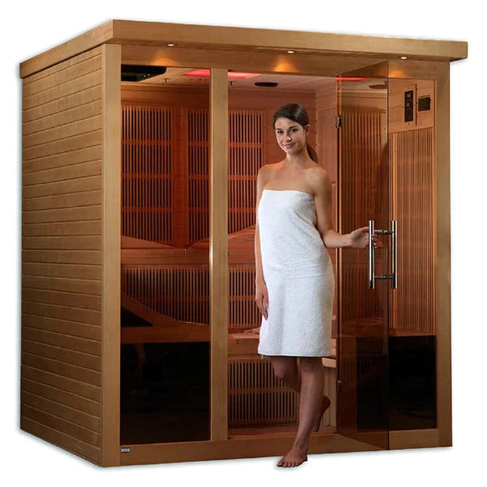 Golden Designs Monaco 6-person PureTech™ Near Zero Infrared Sauna (Canadian Hemlock)