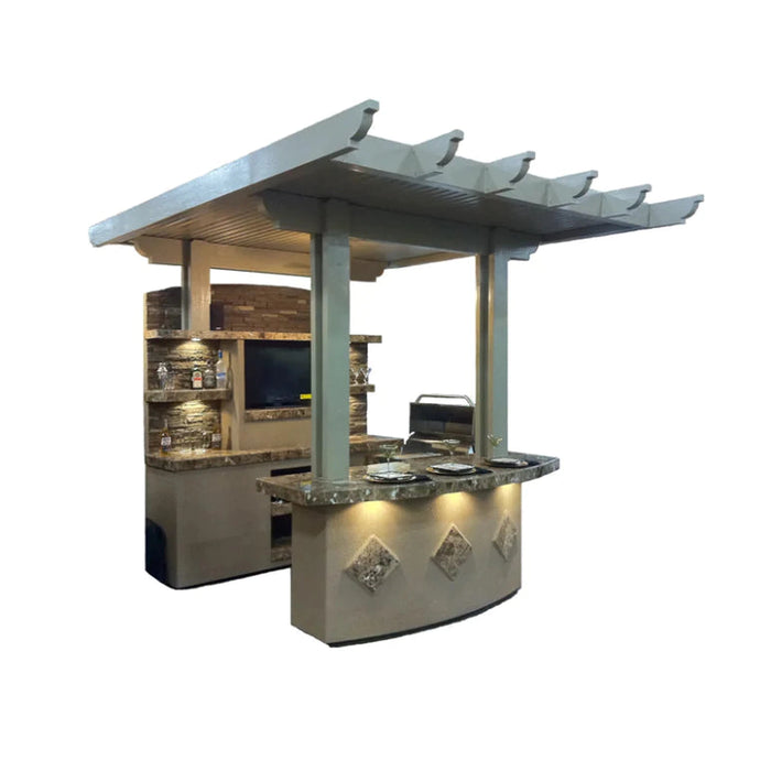 Kokomo Grills St. Croix Outdoor Kitchen w/ Built In BBQ Grill and 12x12 Patio Cover