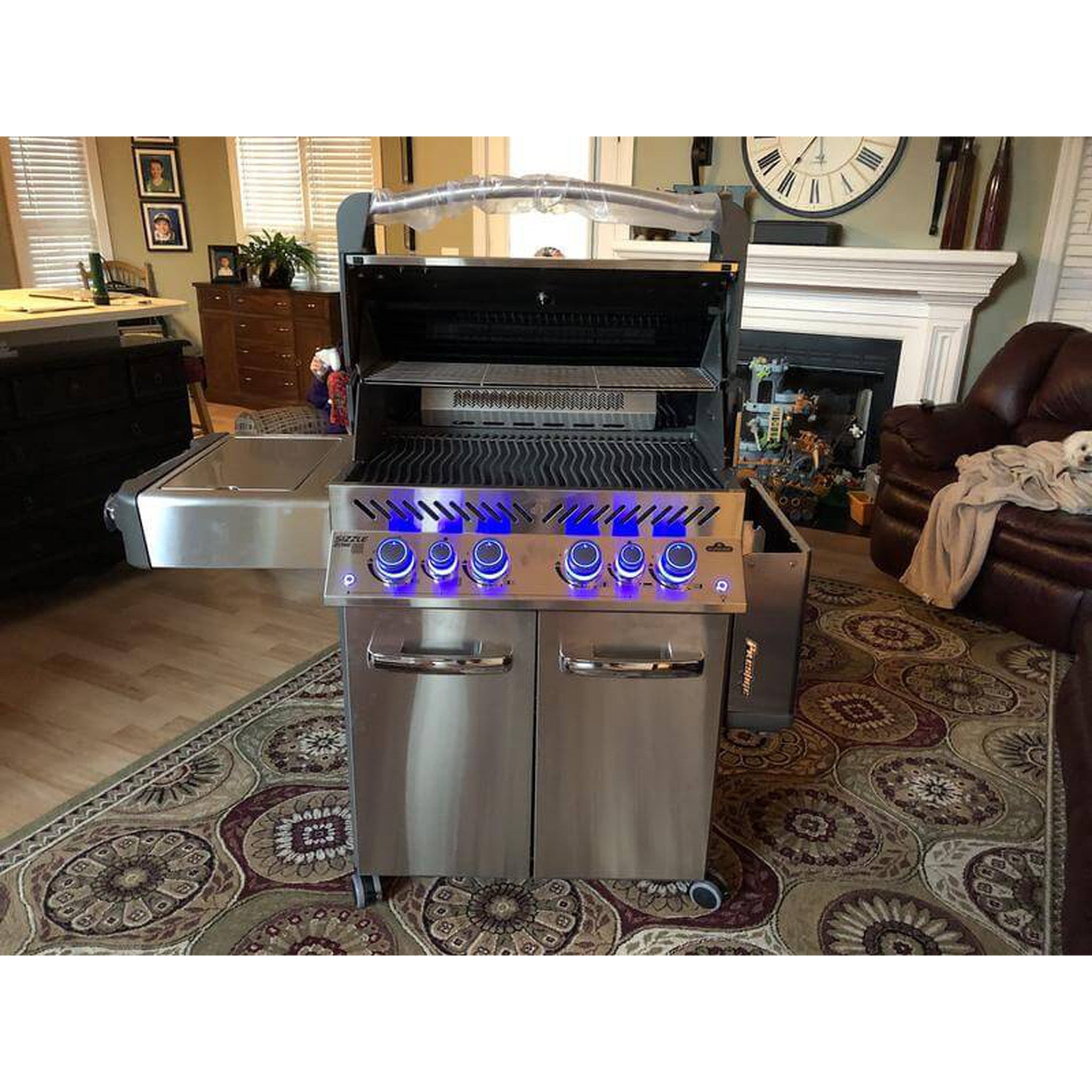 Napoleon Prestige 500 RSIB- Freestanding Gas Grill with Infrared Rear Burner and Infrared Side Burner and Rotisserie Kit