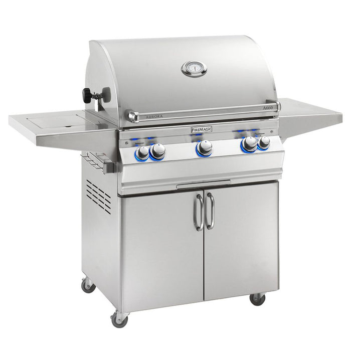 Fire Magic A660s Aurora 30-Inch Gas Grill on Cart with Single Side Burner