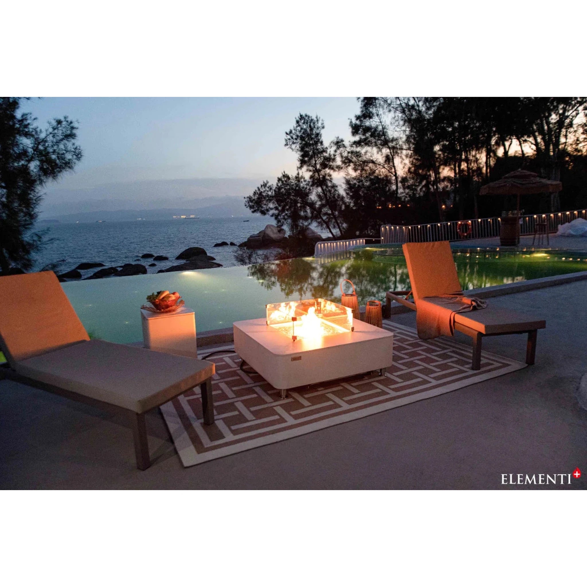 Elementi Plus ANNECY Marble Porcelain Fire Table