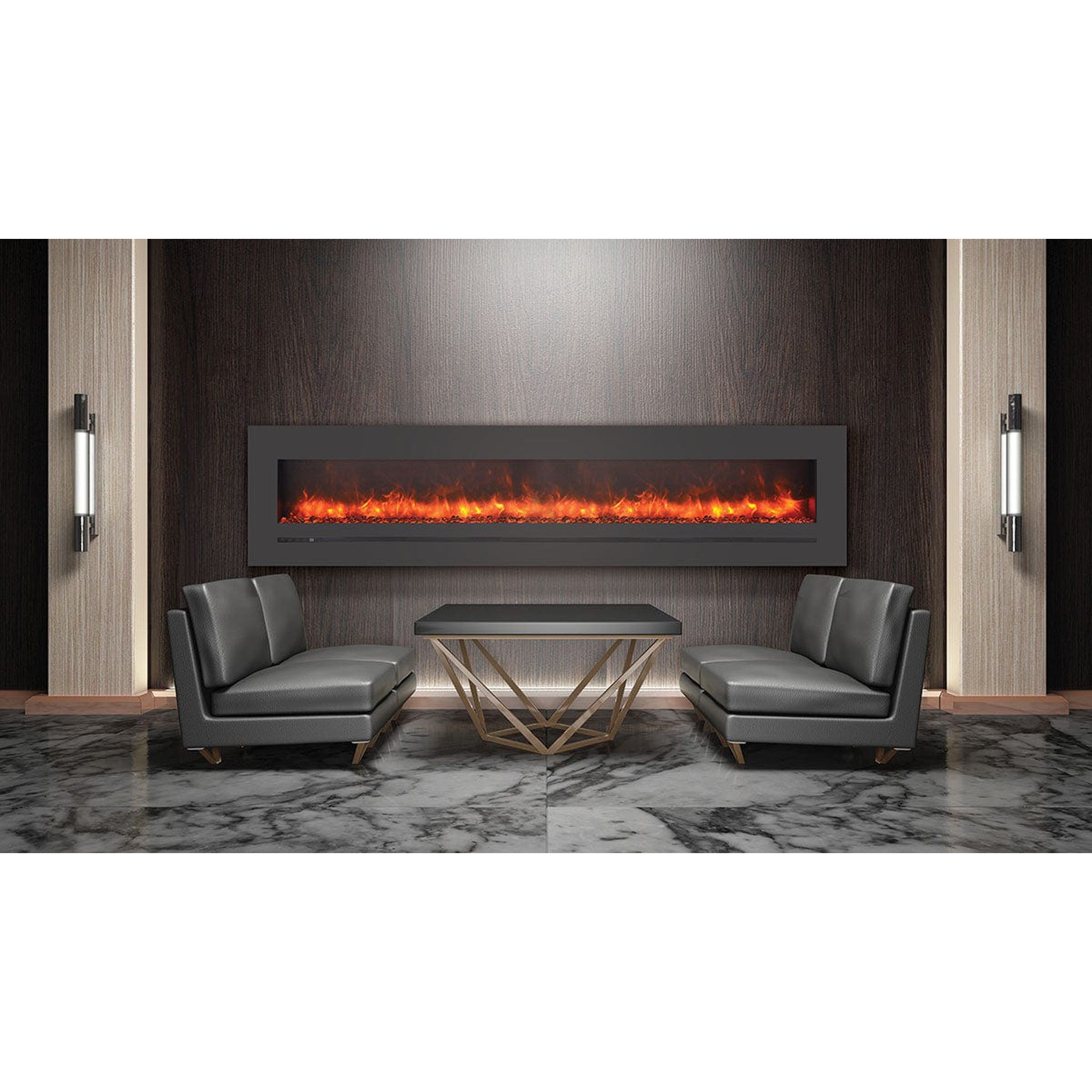 Amantii Wall Mount / Flush Mount Electric Fireplace with a Steel Surround and Glass Media