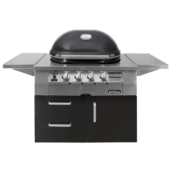 Primo GXLH Extra Large Oval Ceramic Natural Gas Kamado Grill Head