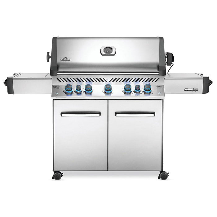 Napoleon Prestige 665 Freestanding Gas Grill with Infrared Rear Burner and Infrared Side Burner and Rotisserie Kit