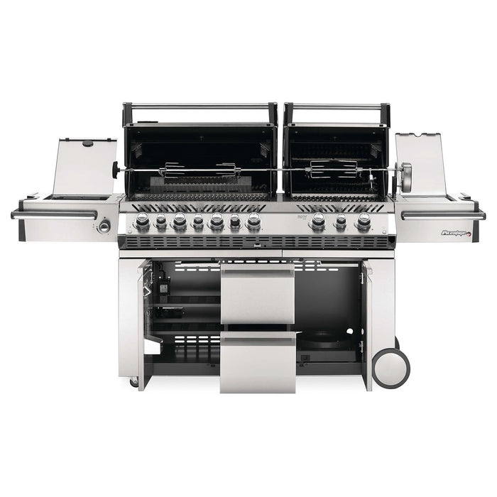 Napoleon Prestige PRO 825 Freestanding Gas Grill with Infrared Rear Burner, Double Infrared Sear Burner & Side Burner and Rotisserie Kit