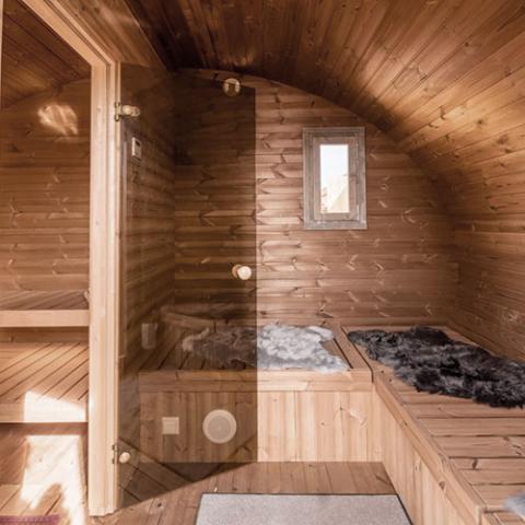SaunaLife 8 Person Outdoor Barrel Sauna W/ Changing Room | G11