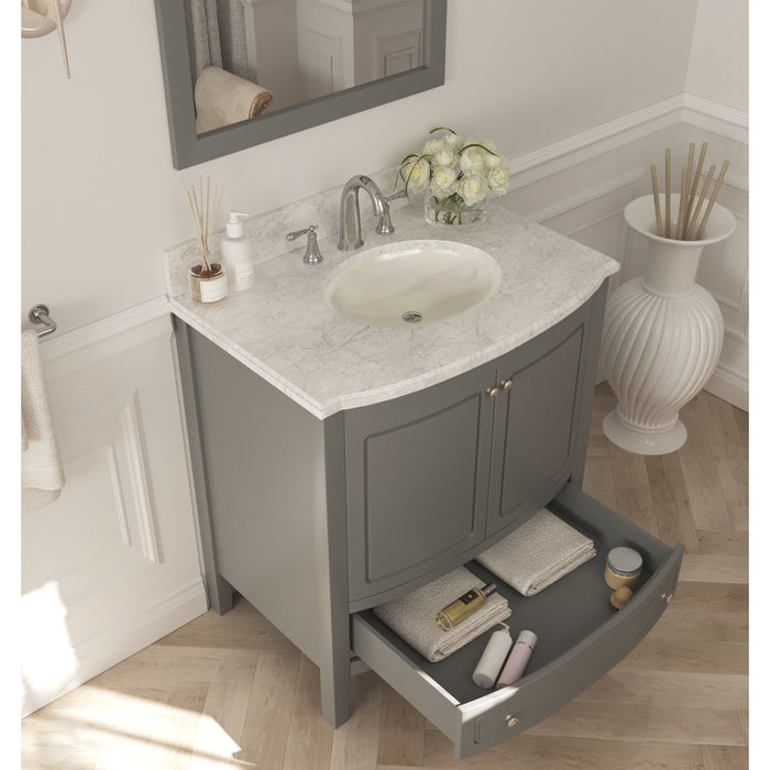 Estella 32" Grey Bathroom Vanity with White Carrara Marble Countertop
