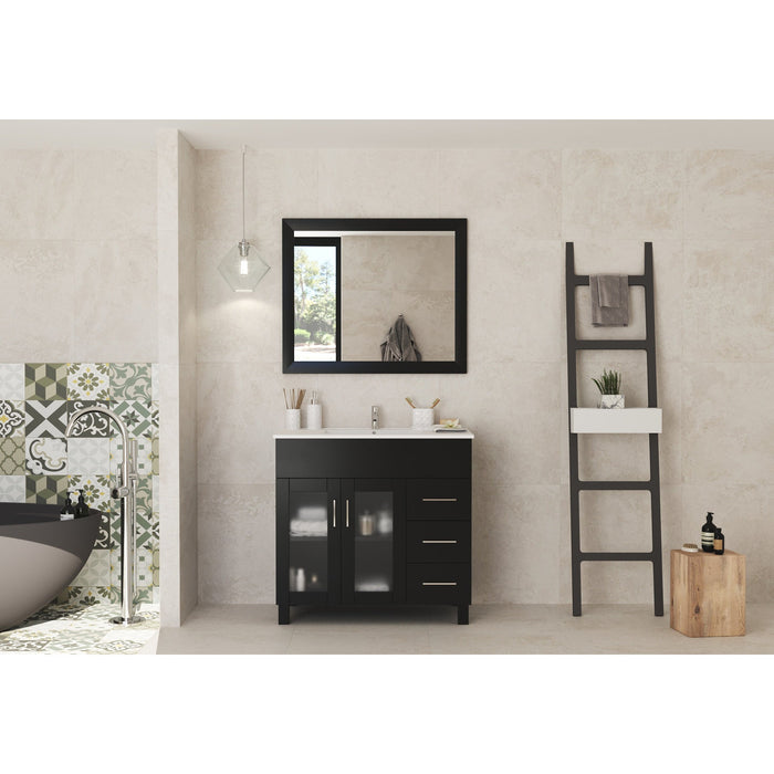 Nova 36" Espresso Bathroom Vanity with White Ceramic Basin Countertop