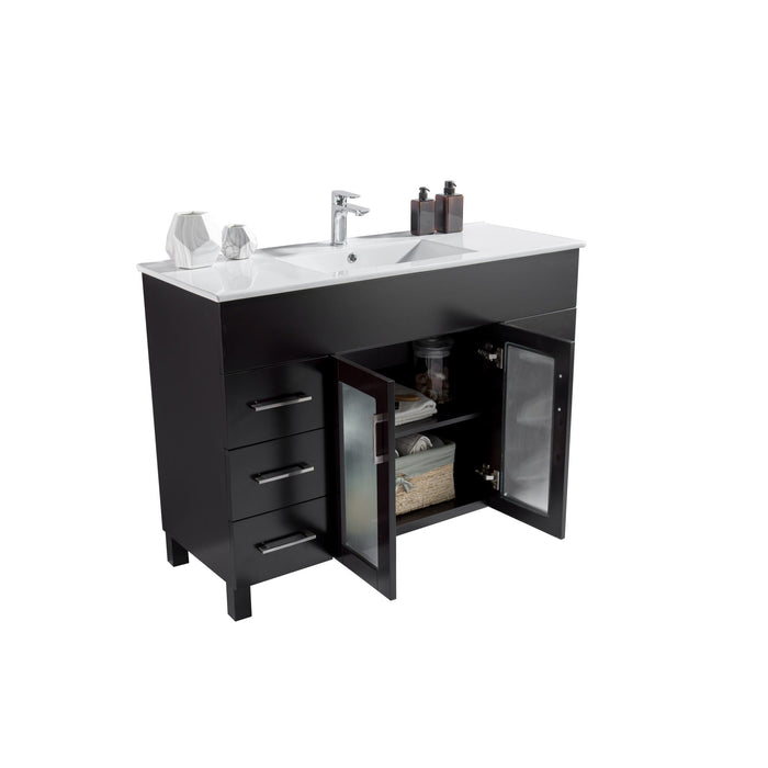 Nova 48" Espresso Bathroom Vanity with White Ceramic Basin Countertop