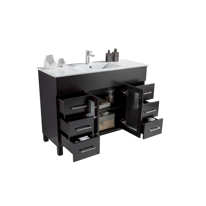 Nova 48" Espresso Bathroom Vanity with White Ceramic Basin Countertop