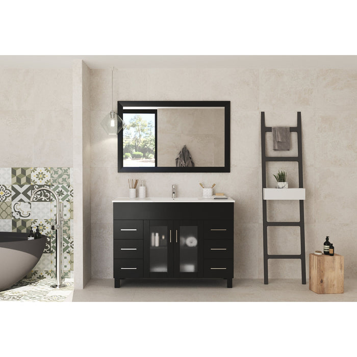 Nova 48" Espresso Bathroom Vanity with White Ceramic Basin Countertop
