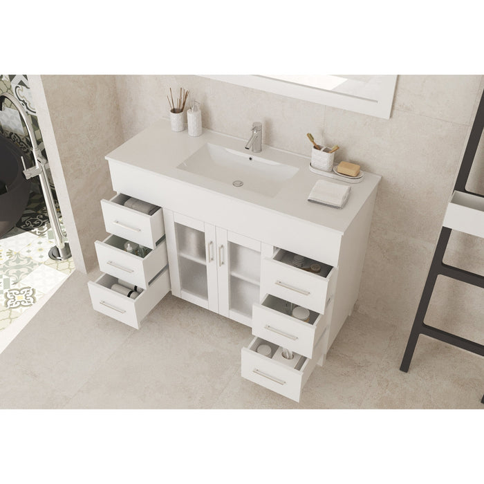 Nova 48" White Bathroom Vanity with White Ceramic Basin Countertop