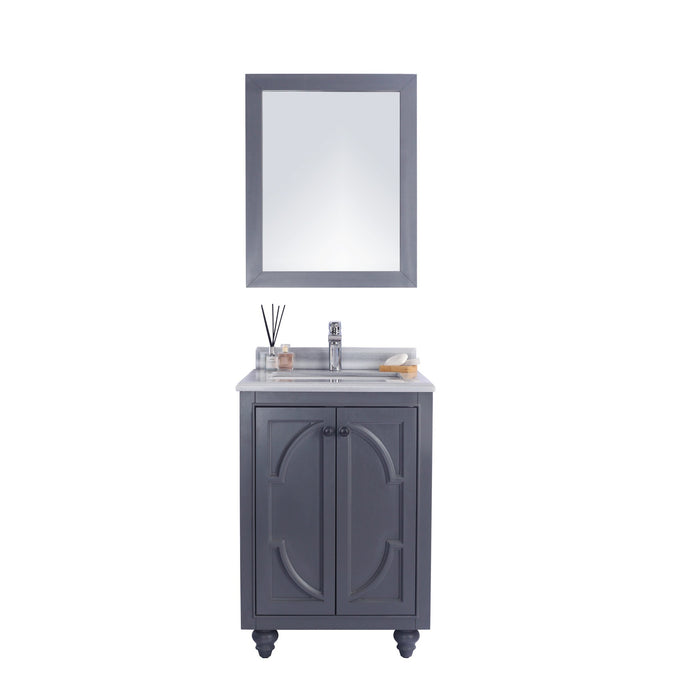 Odyssey 24" Maple Grey Bathroom Vanity with White Stripes Marble Countertop