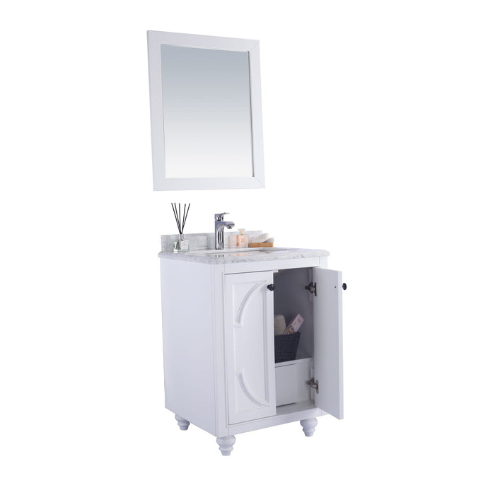 Odyssey 24" White Bathroom Vanity with White Carrara Marble Countertop
