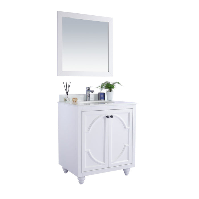 Odyssey 30" White Bathroom Vanity with Pure White Phoenix Stone Countertop