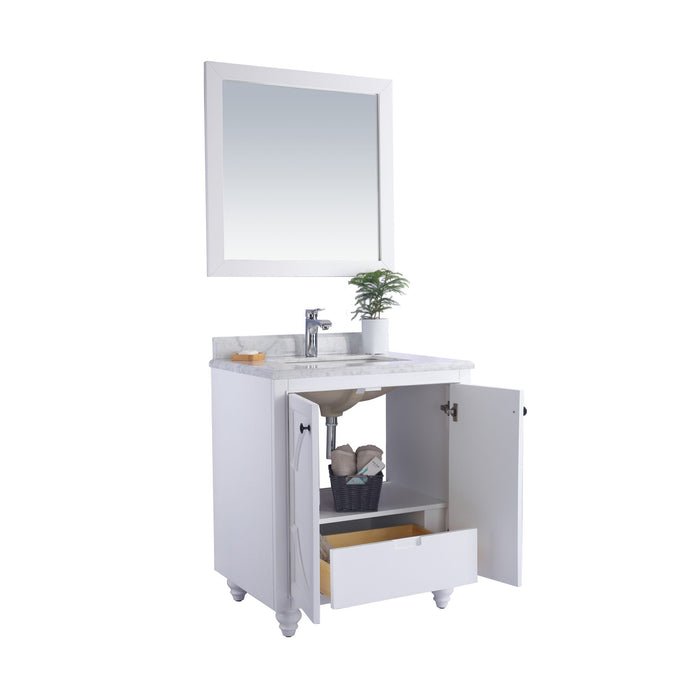 Odyssey 30" White Bathroom Vanity with Pure White Phoenix Stone Countertop