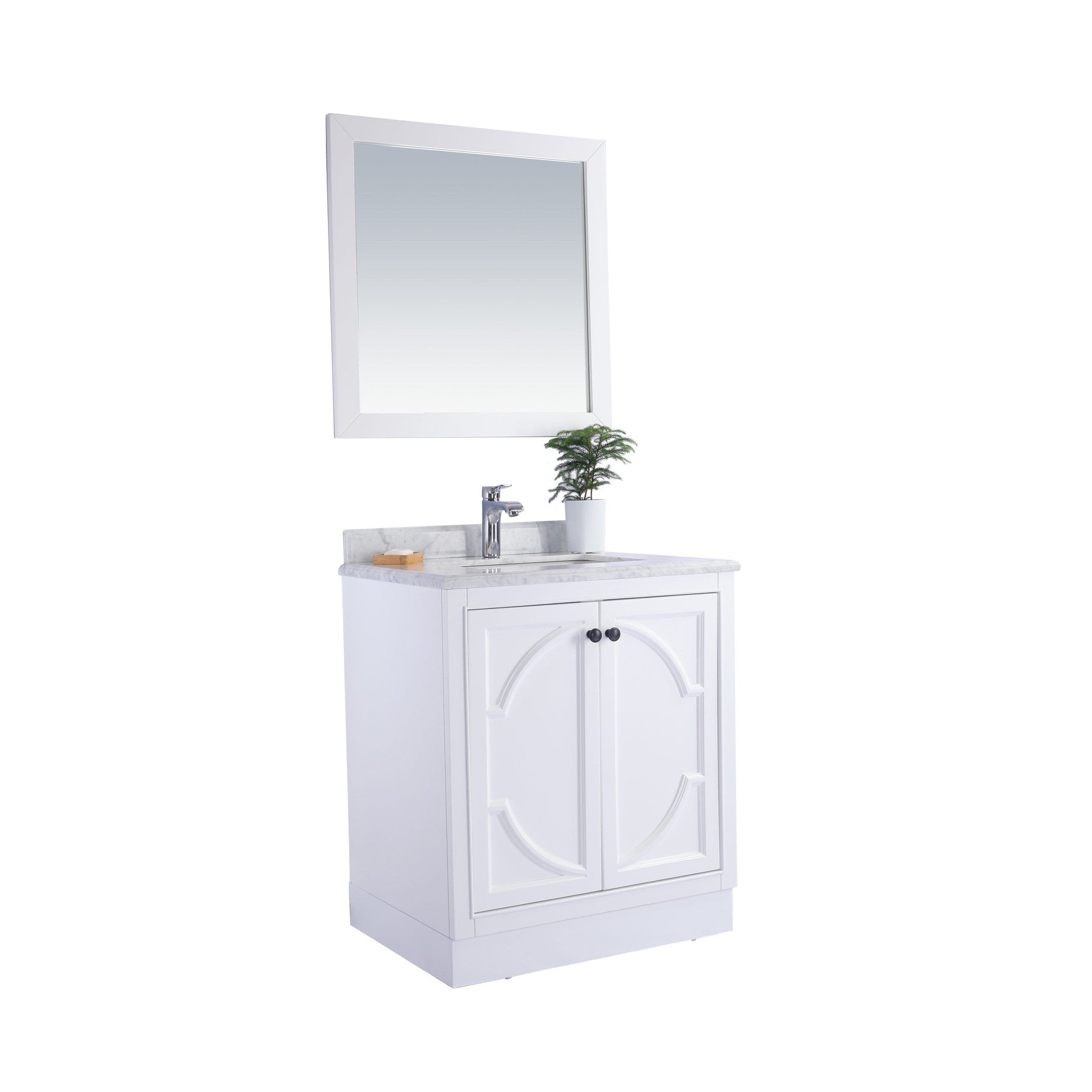 Odyssey 30" White Bathroom Vanity with Pure White Phoenix Stone Countertop
