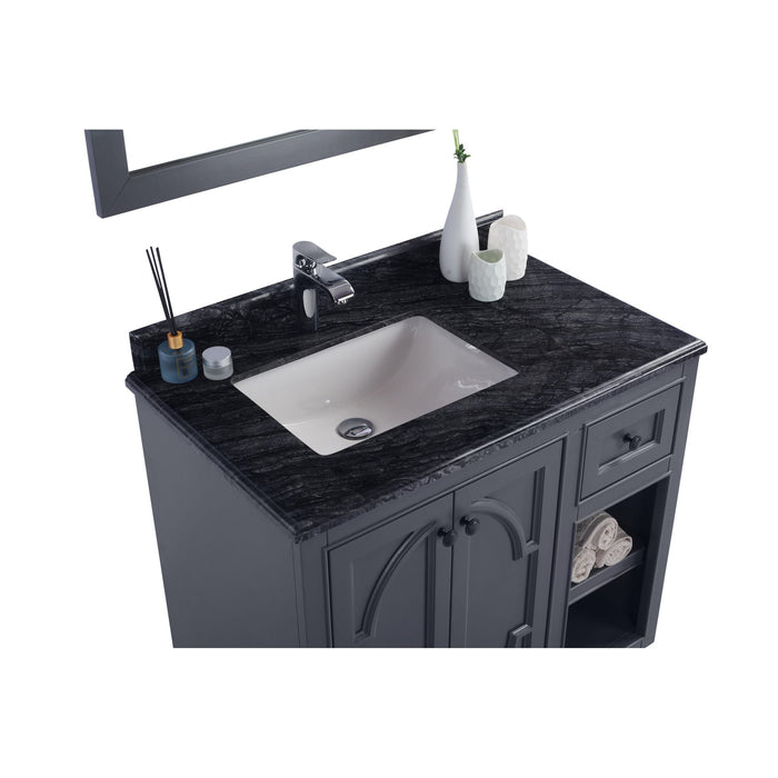 Odyssey 36" Maple Grey Bathroom Vanity with Black Wood Marble Countertop