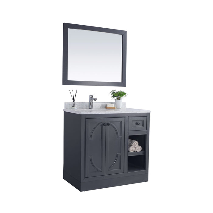 Odyssey 36" Maple Grey Bathroom Vanity with Black Wood Marble Countertop