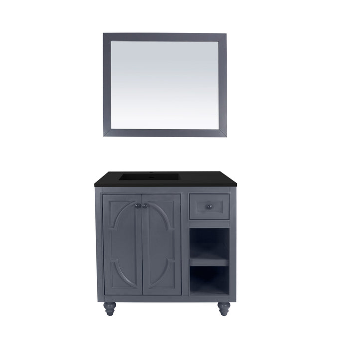 Odyssey 36" Maple Grey Bathroom Vanity with Matte Black VIVA Stone Solid Surface Countertop