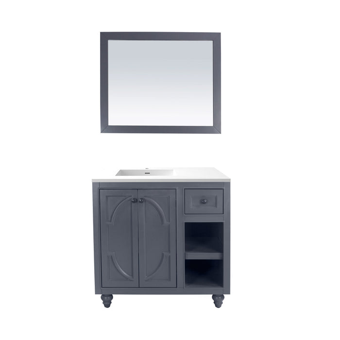 Odyssey 36" Maple Grey Bathroom Vanity with Matte White VIVA Stone Solid Surface Countertop