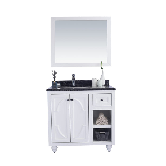 Odyssey 36" White Bathroom Vanity with Black Wood Marble Countertop
