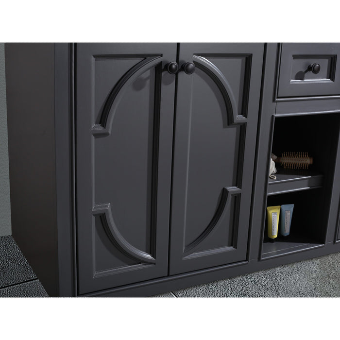 Odyssey 60" Maple Grey Double Sink Bathroom Vanity with Black Wood Marble Countertop