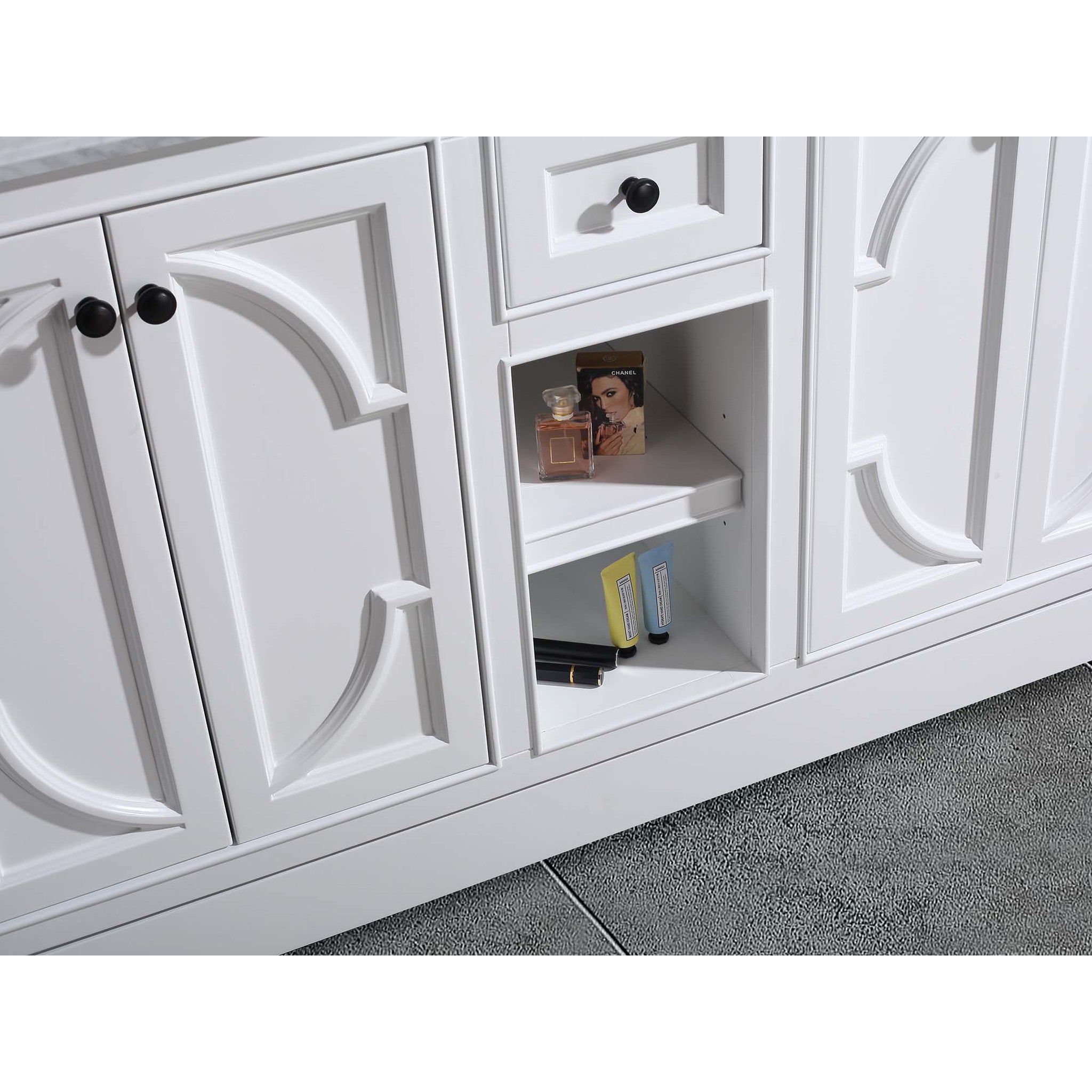 Odyssey 60" White Double Sink Bathroom Vanity Cabinet