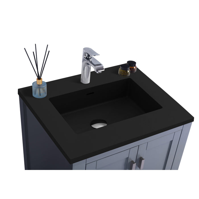 Wilson 24" Grey Bathroom Vanity with Matte Black VIVA Stone Solid Surface Countertop