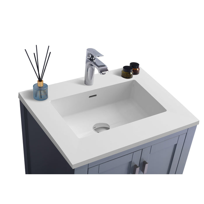 Wilson 24" Grey Bathroom Vanity with Matte White VIVA Stone Solid Surface Countertop