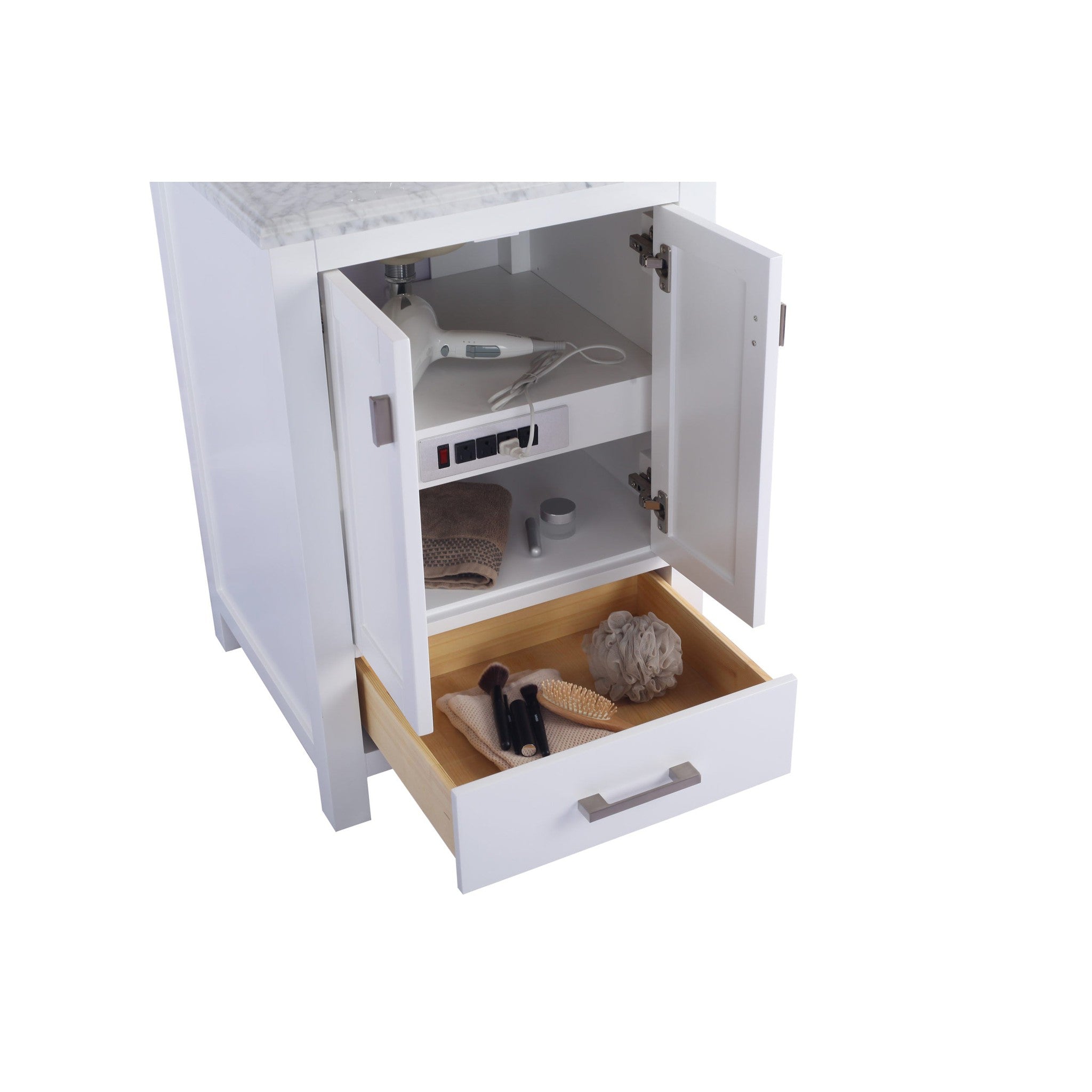 Wilson 24" White Bathroom Vanity with Matte Black VIVA Stone Solid Surface Countertop