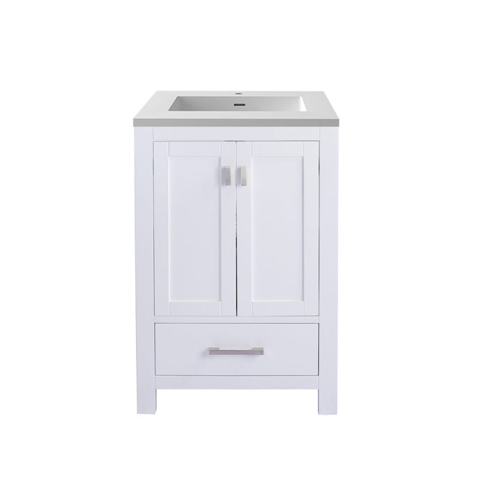 Wilson 24" White Bathroom Vanity with Matte White VIVA Stone Solid Surface Countertop