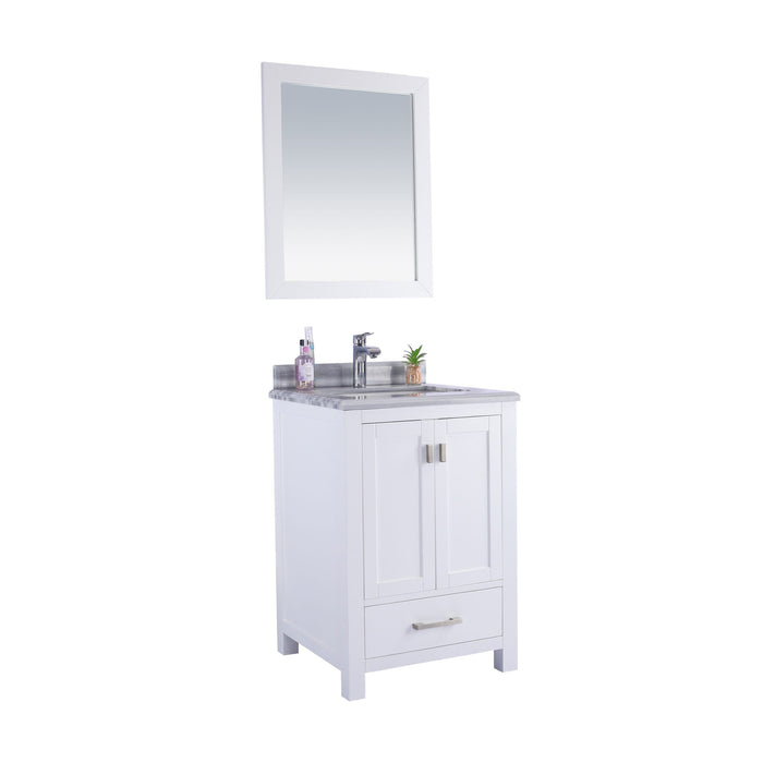 Wilson 24" White Bathroom Vanity with White Stripes Marble Countertop