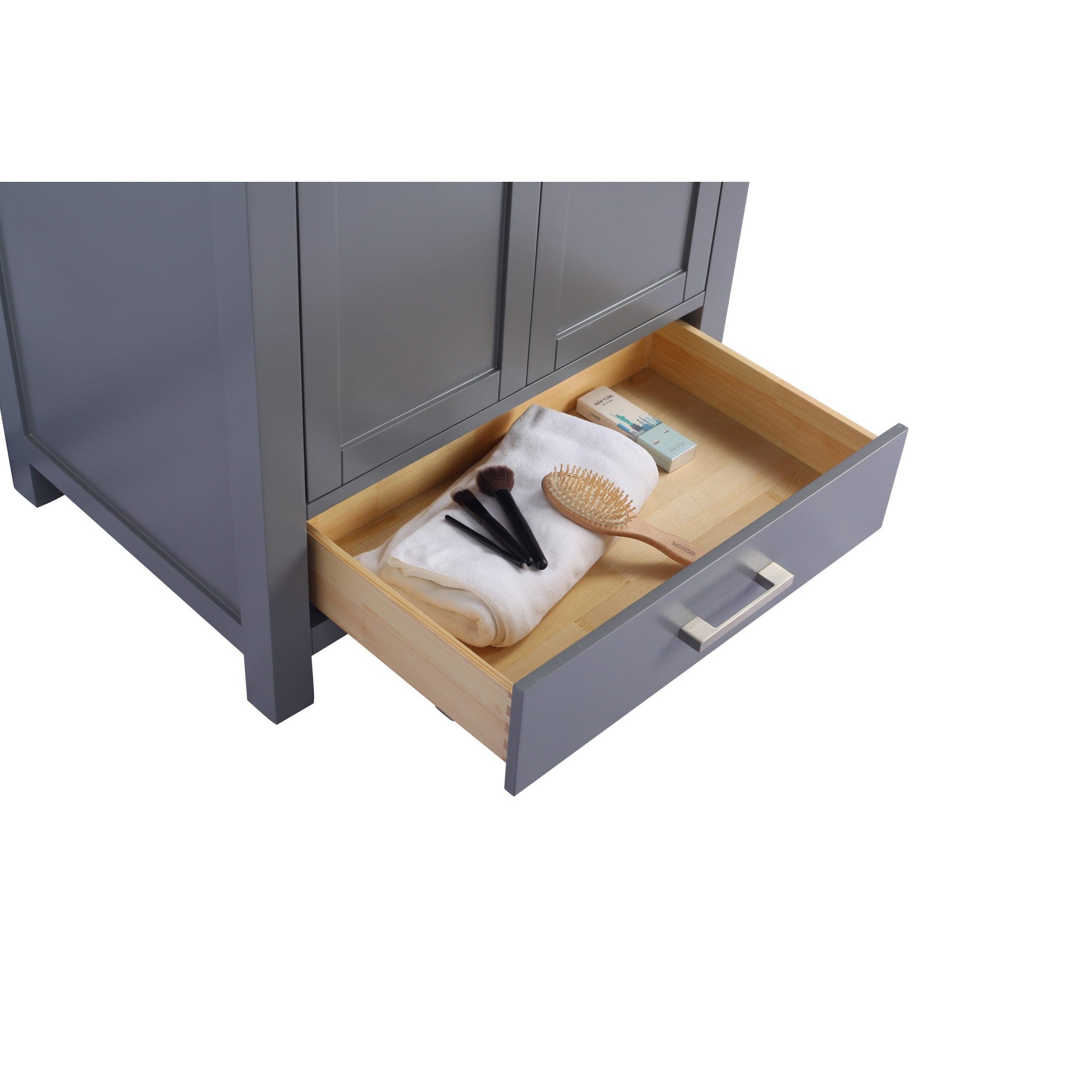 Wilson 30" Grey Bathroom Vanity with White Stripes Marble Countertop