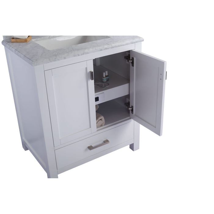 Wilson 30" White Bathroom Vanity with White Carrara Marble Countertop