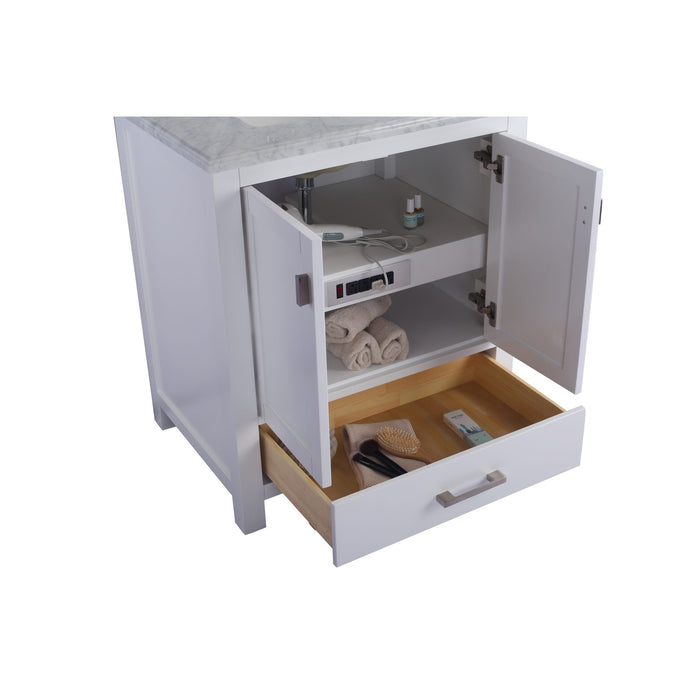 Wilson 30" White Bathroom Vanity with White Carrara Marble Countertop
