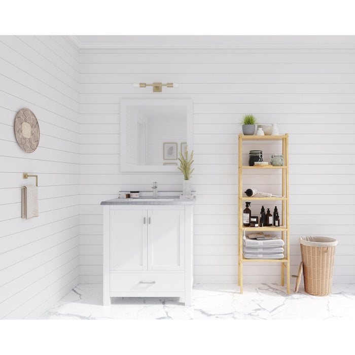 Wilson 30" White Bathroom Vanity with White Stripes Marble Countertop