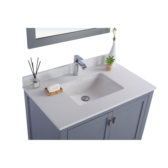 Wilson 36" Grey Bathroom Vanity with White Quartz Countertop