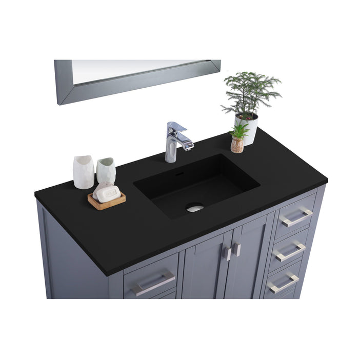 Wilson 42" Grey Bathroom Vanity with Matte Black VIVA Stone Solid Surface Countertop