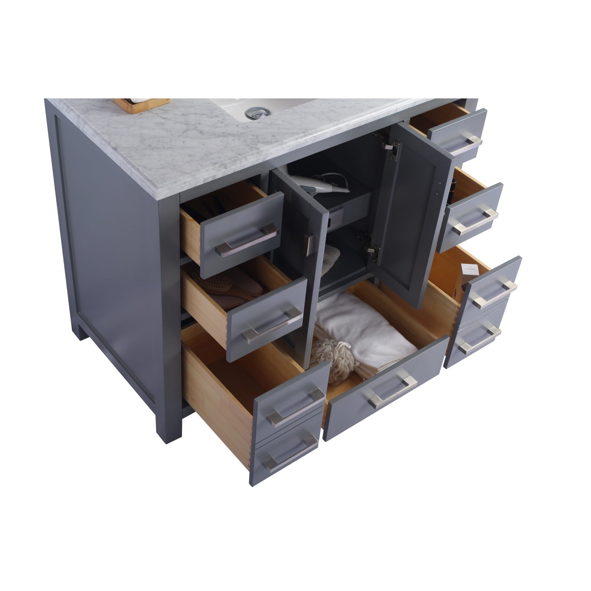 Wilson 42" Grey Bathroom Vanity with Matte Black VIVA Stone Solid Surface Countertop