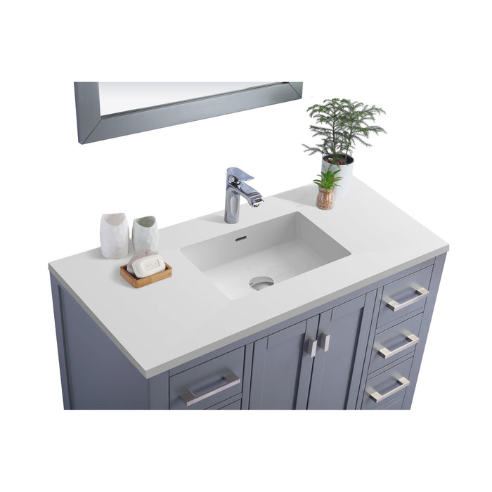 Wilson 42" Grey Bathroom Vanity with Matte White VIVA Stone Solid Surface Countertop