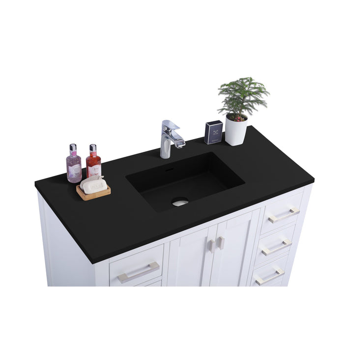 Wilson 42" White Bathroom Vanity with Matte Black VIVA Stone Solid Surface Countertop