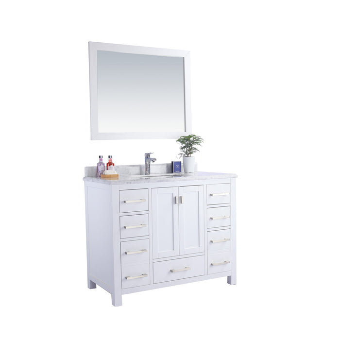 Wilson 42" White Bathroom Vanity with White Carrara Marble Countertop