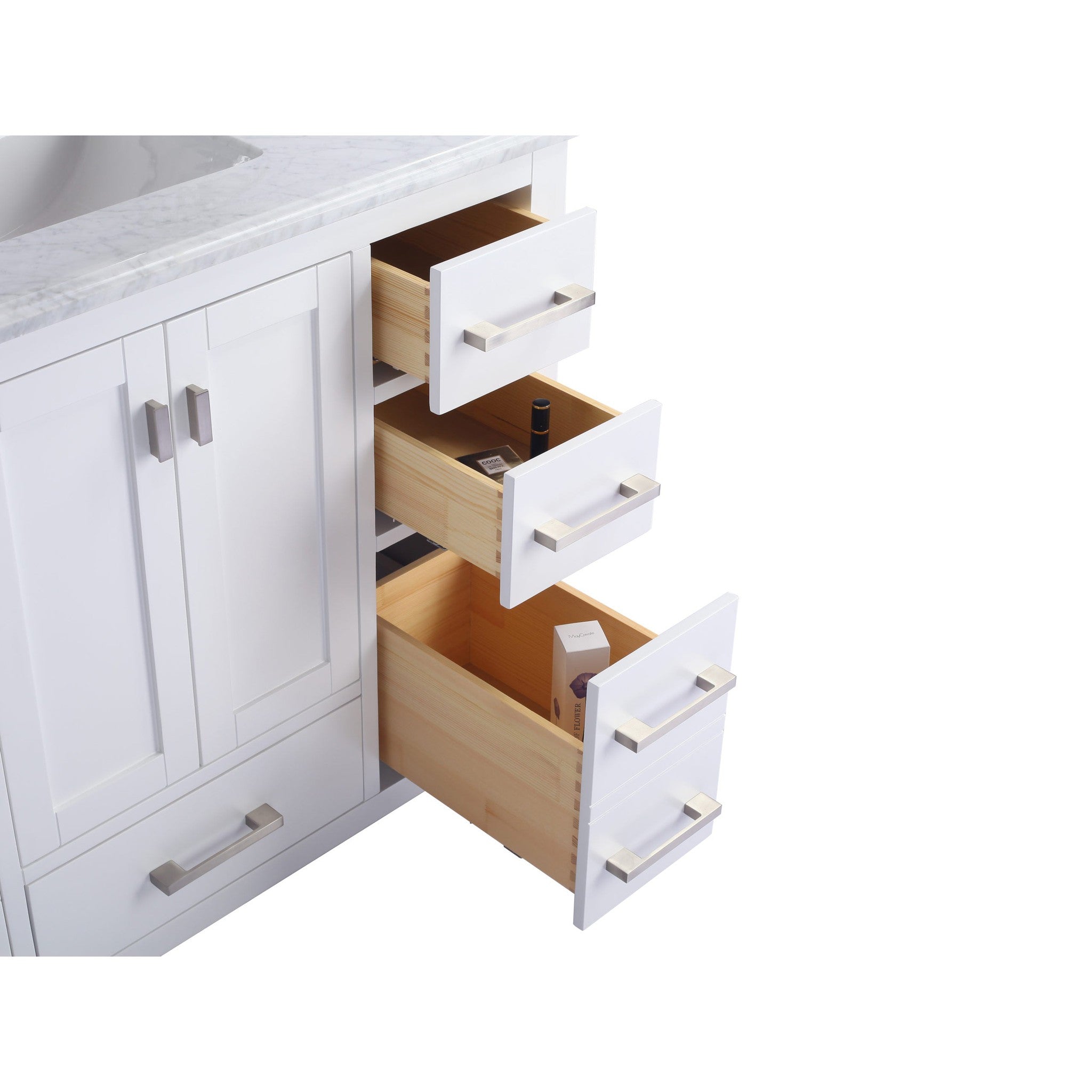 Wilson 42" White Bathroom Vanity with White Carrara Marble Countertop