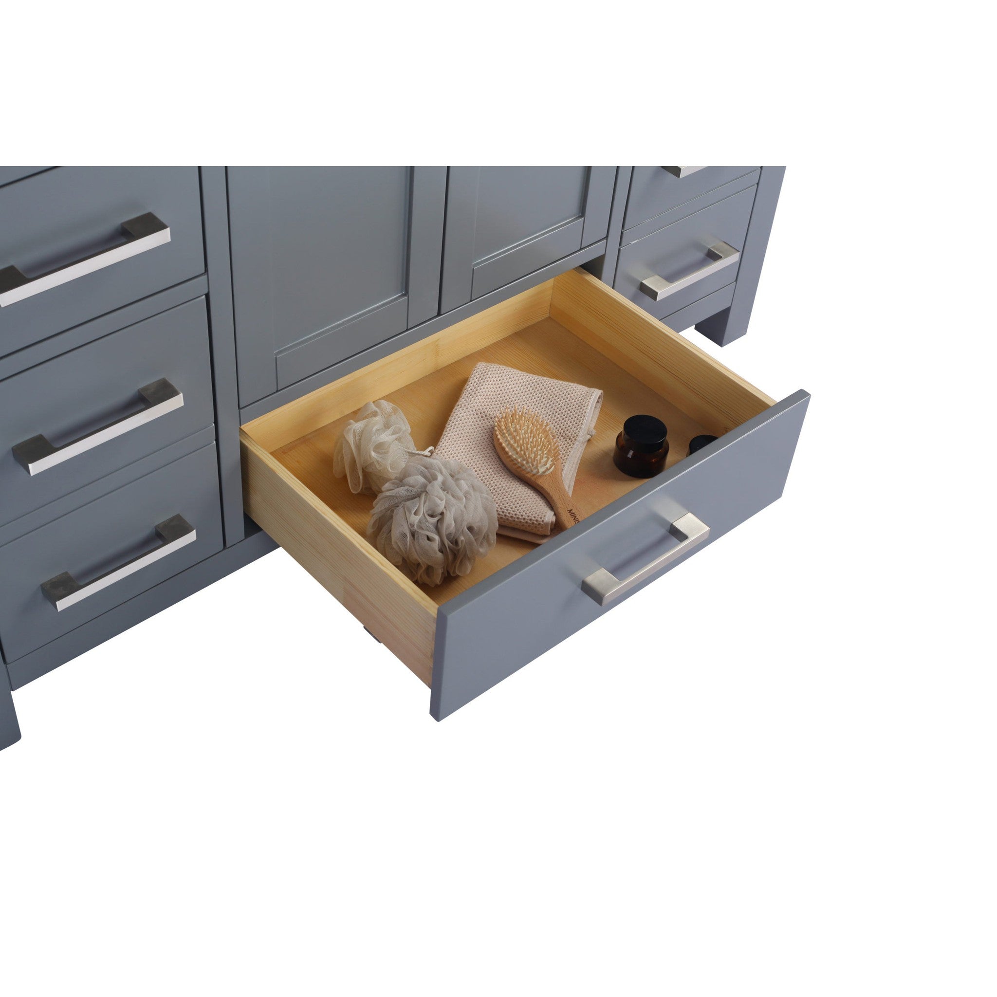 Wilson 48" Grey Bathroom Vanity with Black Wood Marble Countertop