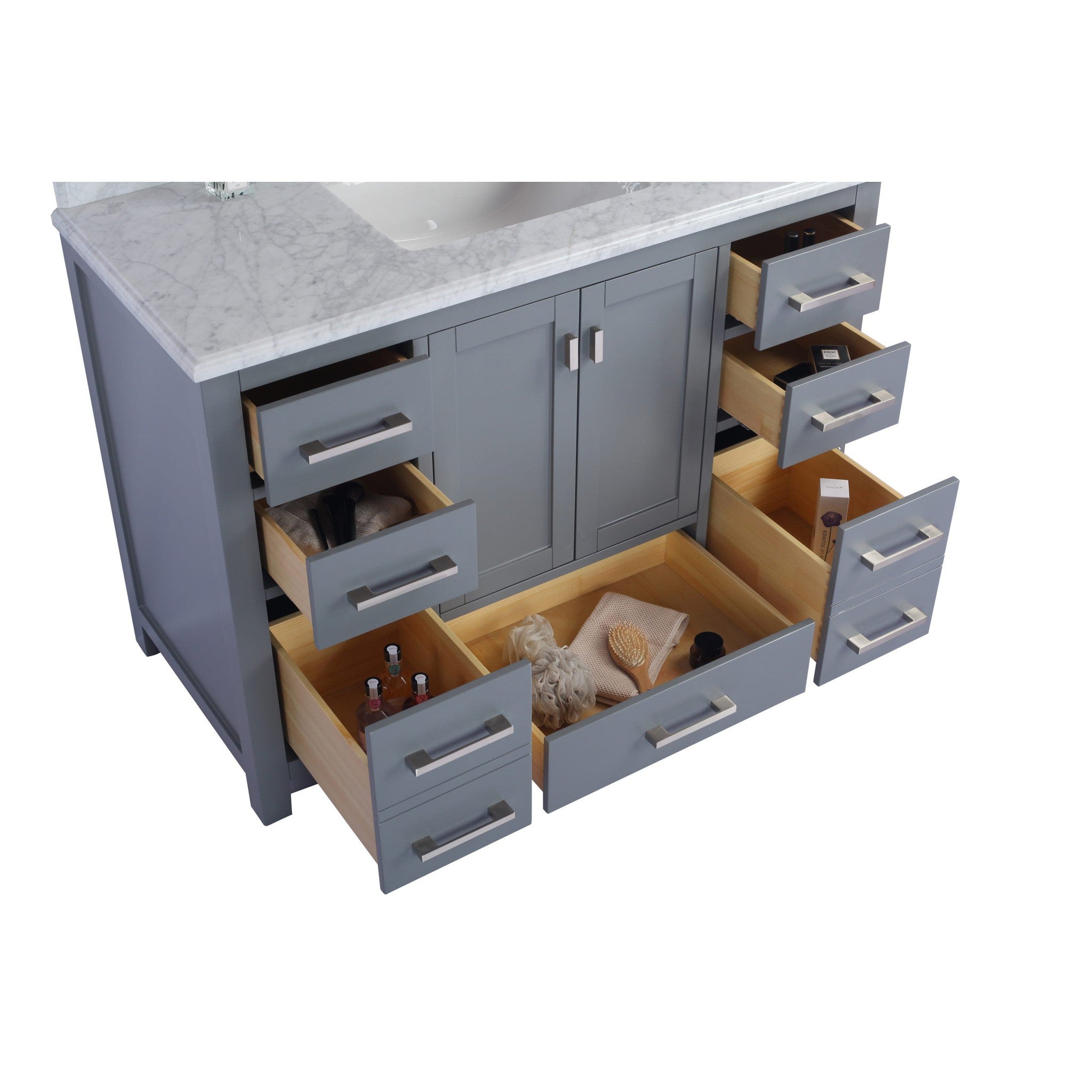 Wilson 48" Grey Bathroom Vanity with White Carrara Marble Countertop