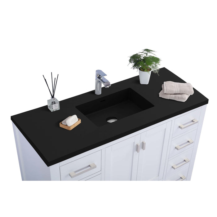 Wilson 48" White Bathroom Vanity with Matte Black VIVA Stone Solid Surface Countertop