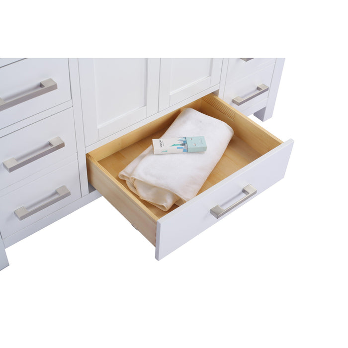 Wilson 48" White Bathroom Vanity with White Stripes Marble Countertop