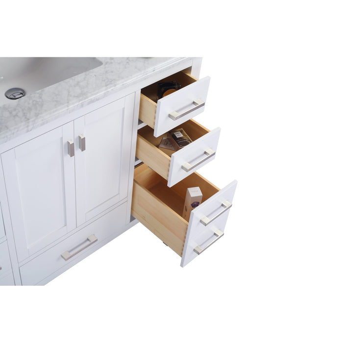 Wilson 48" White Bathroom Vanity with White Stripes Marble Countertop